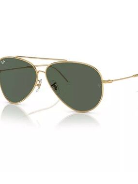 Ray-Ban Gold Frame Aviator Sunglasses with Green Lenses